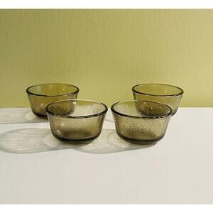 4 Vintage Textured Amber Brown Glasbake Ramekins Bowls, Prep, Bowl, Custard